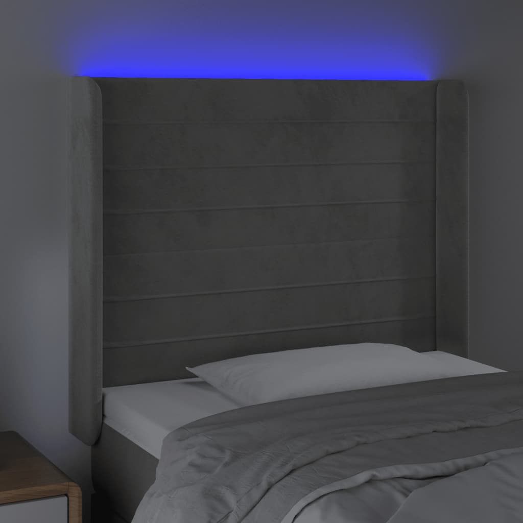 Hoofdbord LED 83x16x118/128 cm fluweel lichtgrijs Hoofdborden en voetborden | Creëer jouw Trendy Thuis | Gratis bezorgd & Retour | Trendy.nl