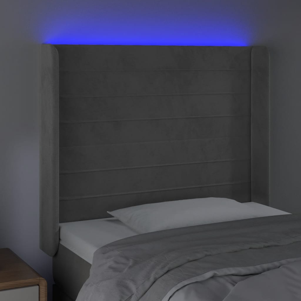 Hoofdbord LED 93x16x118/128 cm fluweel lichtgrijs Hoofdborden en voetborden | Creëer jouw Trendy Thuis | Gratis bezorgd & Retour | Trendy.nl