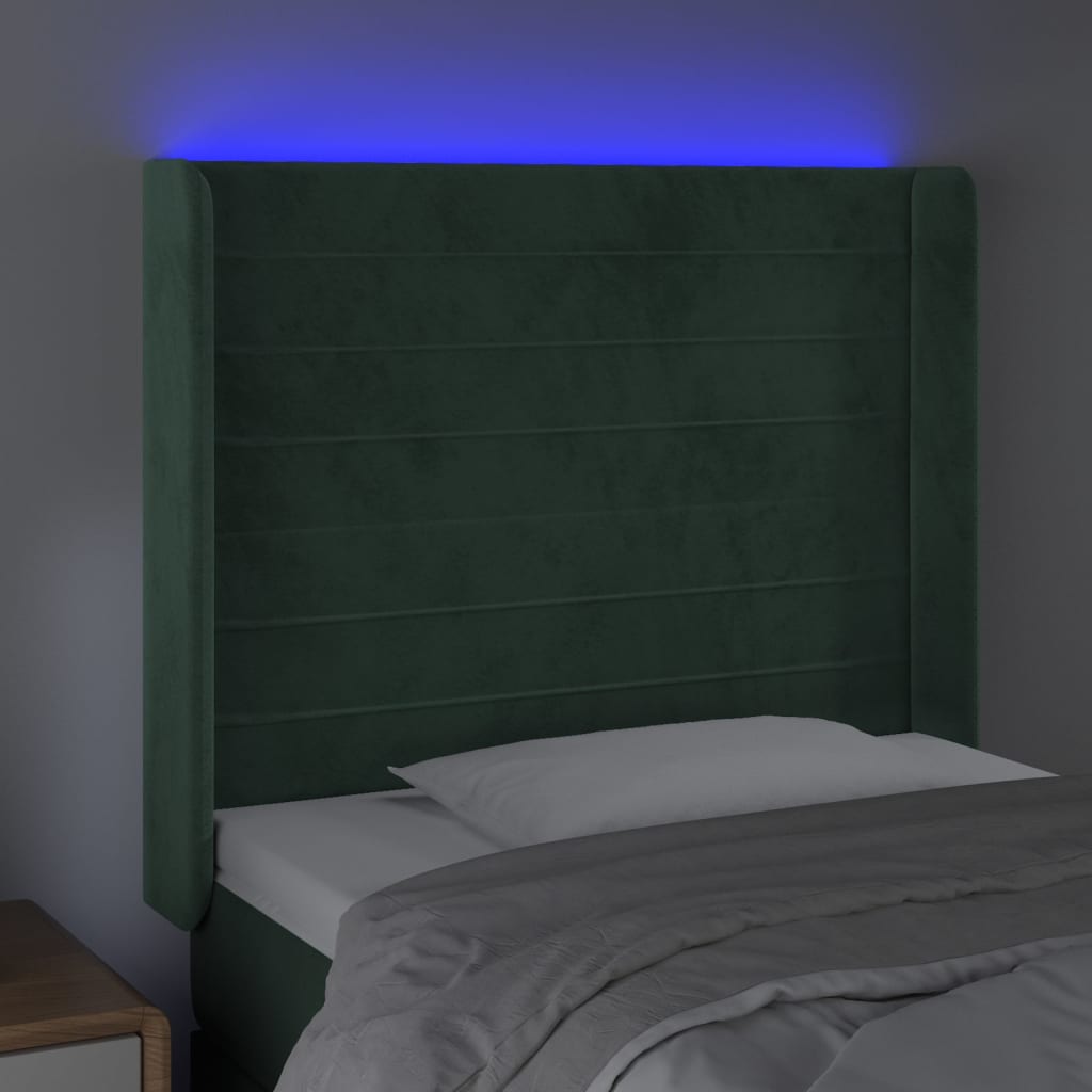 Hoofdbord LED 103x16x118/128 cm fluweel donkergroen Hoofdborden en voetborden | Creëer jouw Trendy Thuis | Gratis bezorgd & Retour | Trendy.nl