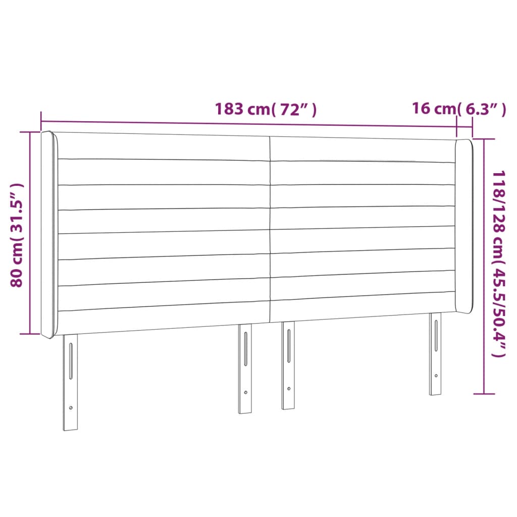 Hoofdbord LED 183x16x118/128 cm fluweel donkergrijs Hoofdborden en voetborden | Creëer jouw Trendy Thuis | Gratis bezorgd & Retour | Trendy.nl