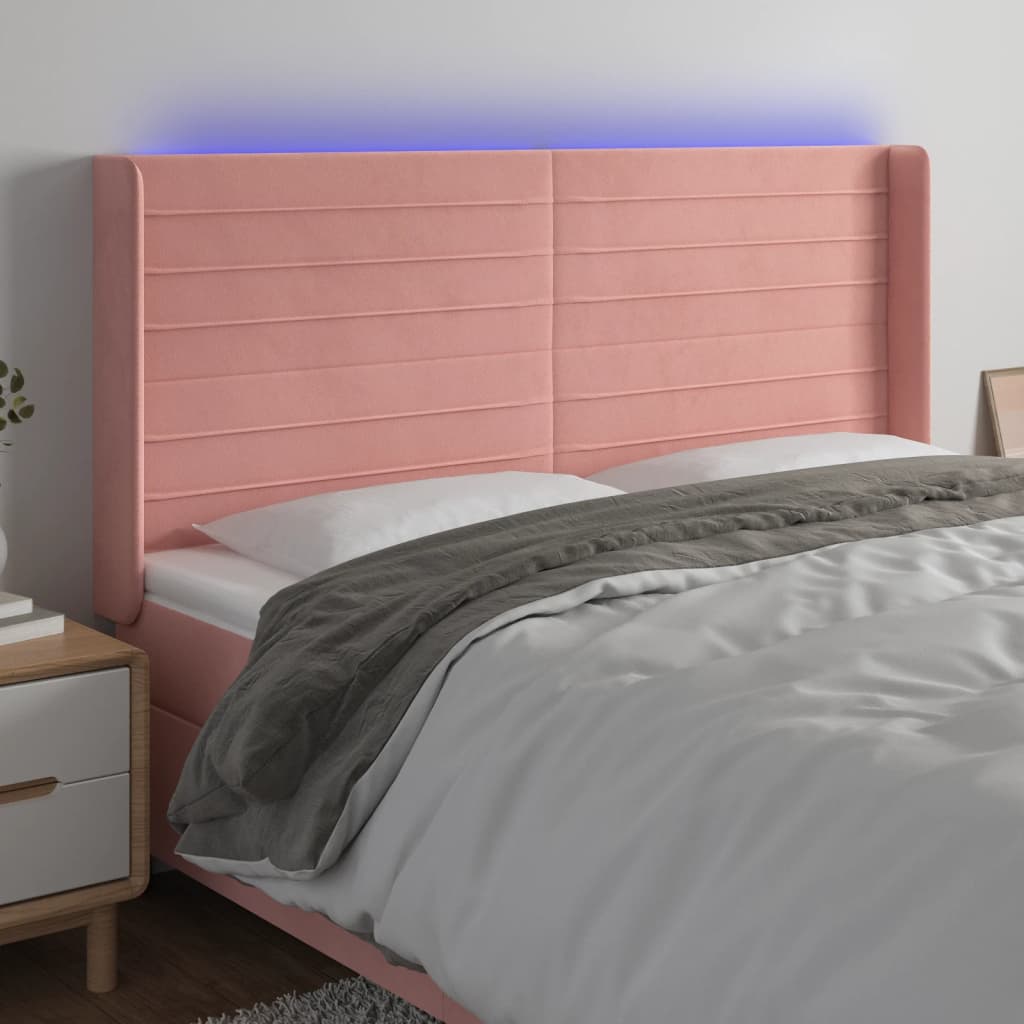 Hoofdbord LED 183x16x118/128 cm fluweel roze Hoofdborden en voetborden | Creëer jouw Trendy Thuis | Gratis bezorgd & Retour | Trendy.nl