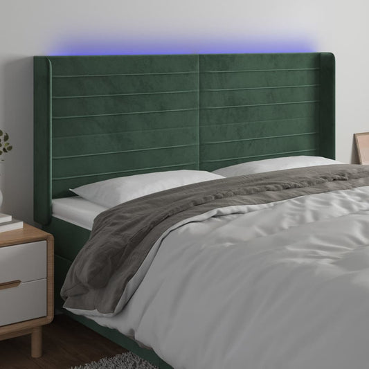 Hoofdbord LED 203x16x118/128 cm fluweel donkergroen Hoofdborden en voetborden | Creëer jouw Trendy Thuis | Gratis bezorgd & Retour | Trendy.nl