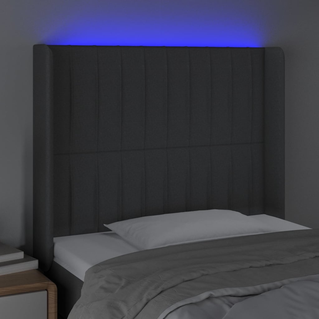 Hoofdbord LED 83x16x118/128 cm stof donkergrijs Hoofdborden en voetborden | Creëer jouw Trendy Thuis | Gratis bezorgd & Retour | Trendy.nl