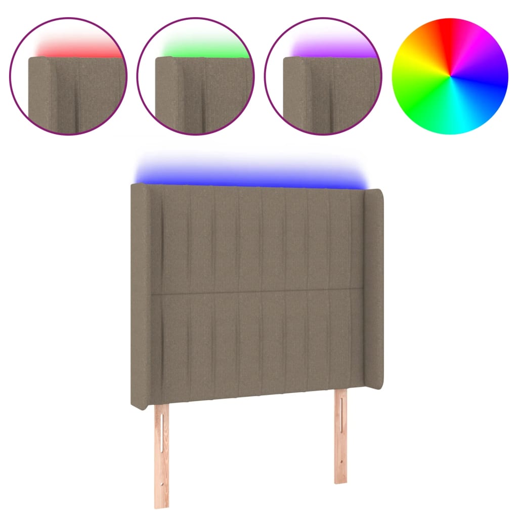 Hoofdbord LED 103x16x118/128 cm stof taupe Hoofdborden en voetborden | Creëer jouw Trendy Thuis | Gratis bezorgd & Retour | Trendy.nl