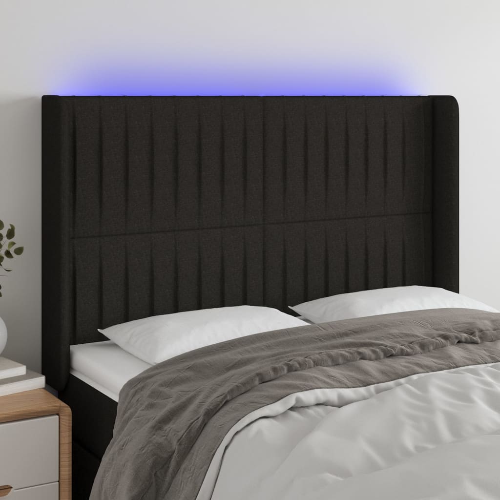 Hoofdbord LED 147x16x118/128 cm stof zwart Hoofdborden en voetborden | Creëer jouw Trendy Thuis | Gratis bezorgd & Retour | Trendy.nl