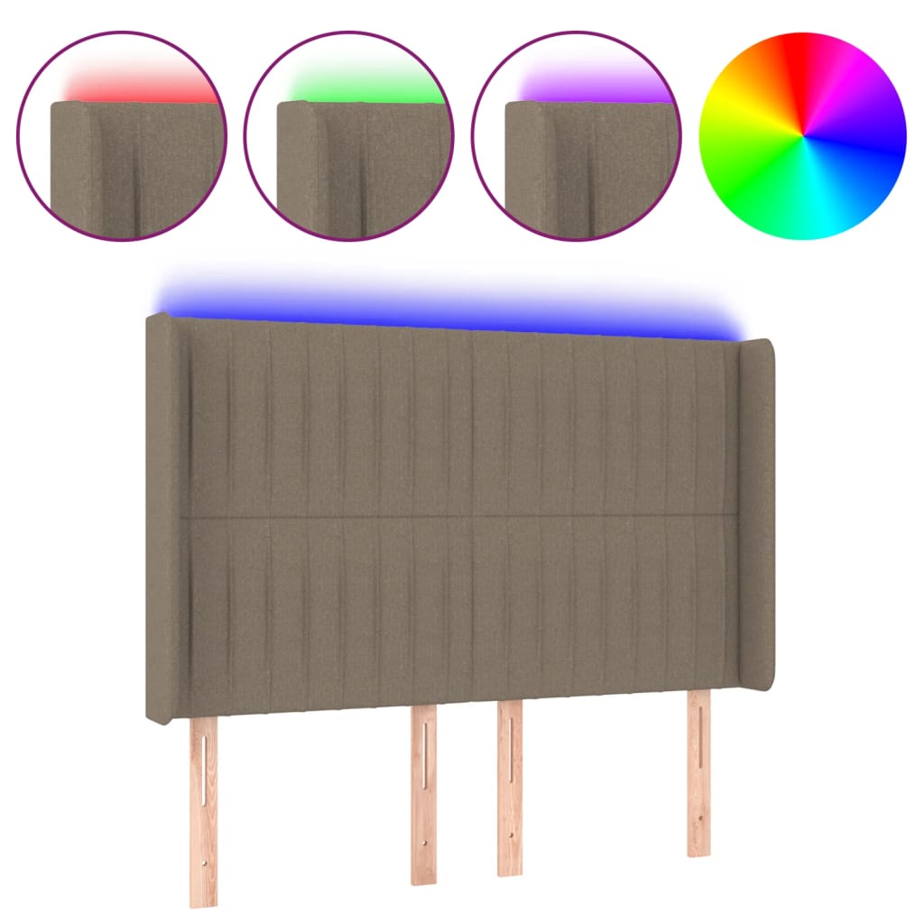 Hoofdbord LED 147x16x118/128 cm stof taupe Hoofdborden en voetborden | Creëer jouw Trendy Thuis | Gratis bezorgd & Retour | Trendy.nl