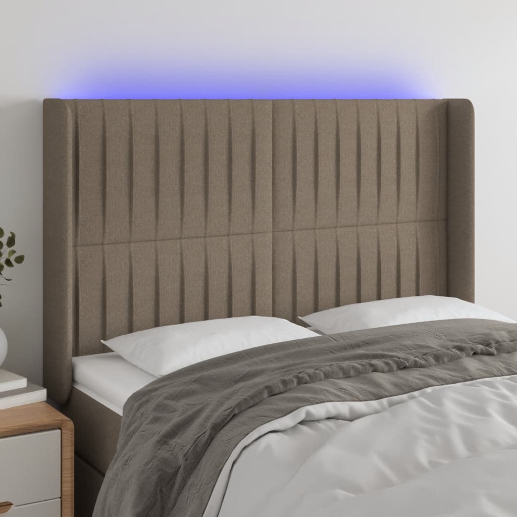 Hoofdbord LED 147x16x118/128 cm stof taupe Hoofdborden en voetborden | Creëer jouw Trendy Thuis | Gratis bezorgd & Retour | Trendy.nl