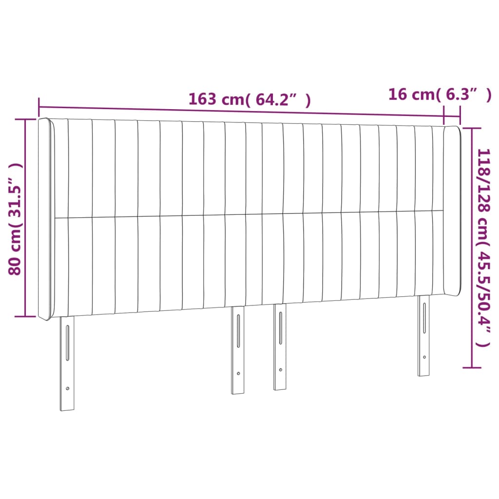 Hoofdbord LED 163x16x118/128 cm stof zwart Hoofdborden en voetborden | Creëer jouw Trendy Thuis | Gratis bezorgd & Retour | Trendy.nl