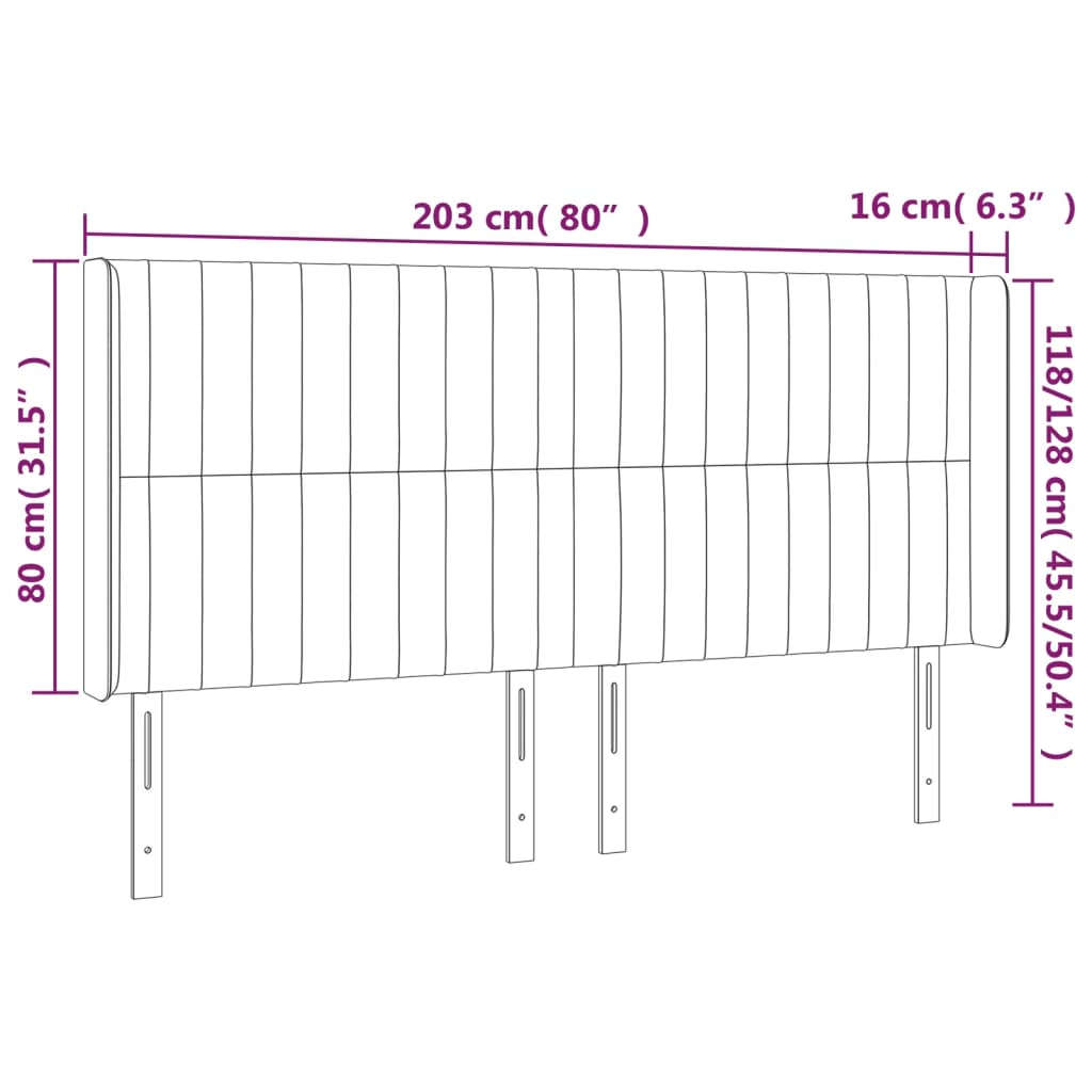 Hoofdbord LED 203x16x118/128 cm stof lichtgrijs Hoofdborden en voetborden | Creëer jouw Trendy Thuis | Gratis bezorgd & Retour | Trendy.nl