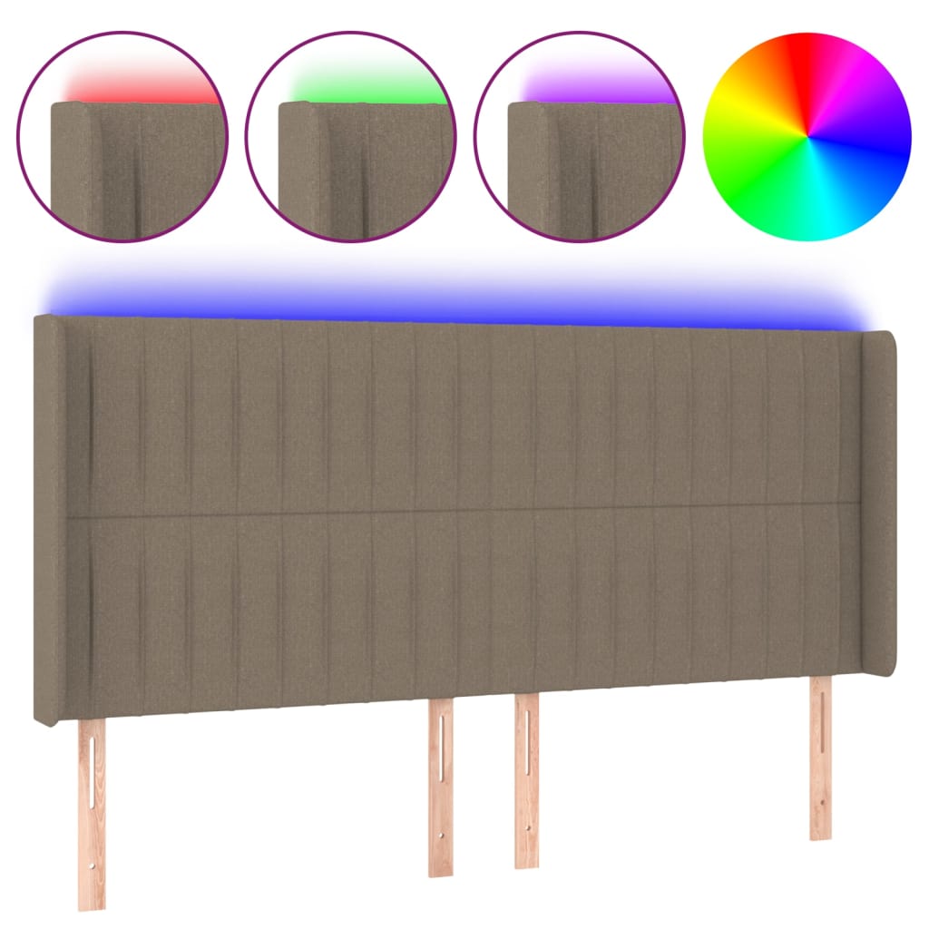 Hoofdbord LED 203x16x118/128 cm stof taupe Hoofdborden en voetborden | Creëer jouw Trendy Thuis | Gratis bezorgd & Retour | Trendy.nl