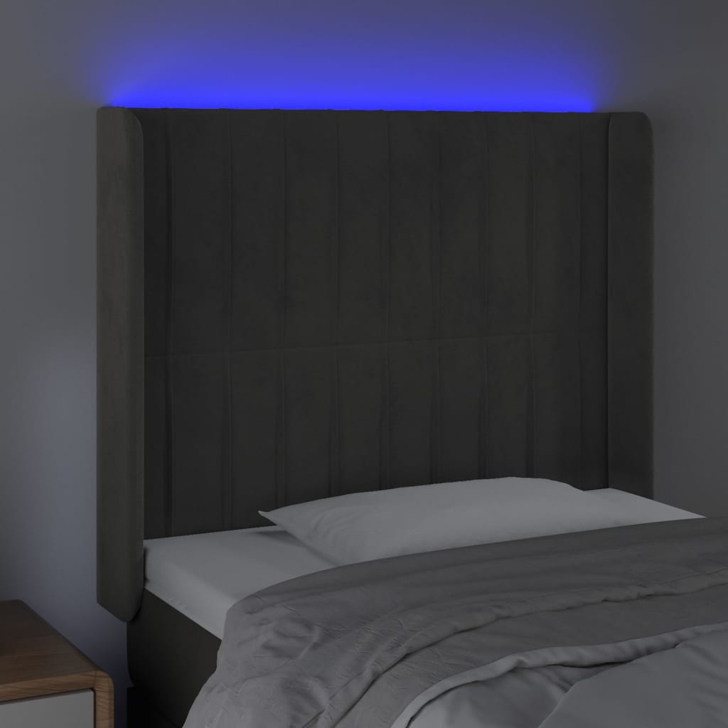 Hoofdbord LED 93x16x118/128 cm fluweel donkergrijs Hoofdborden en voetborden | Creëer jouw Trendy Thuis | Gratis bezorgd & Retour | Trendy.nl