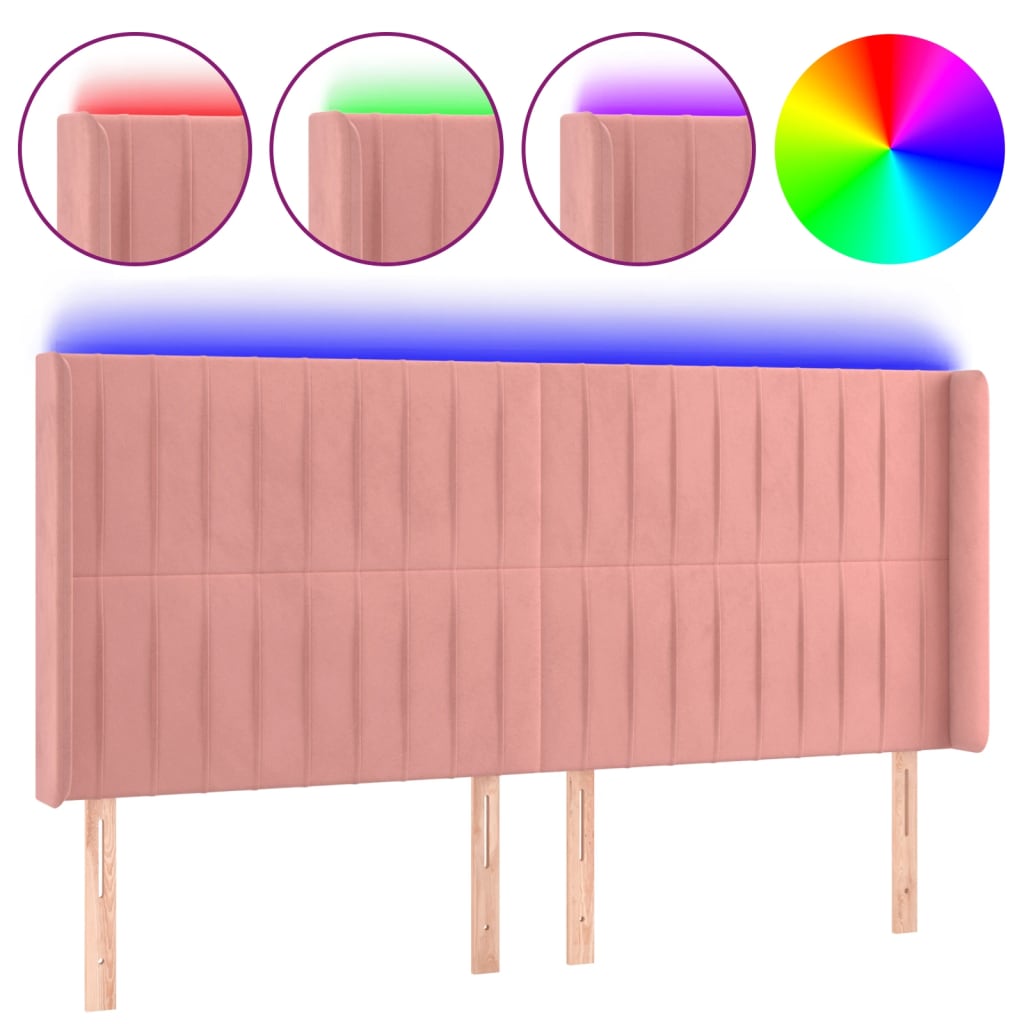 Hoofdbord LED 183x16x118/128 cm fluweel roze Hoofdborden en voetborden | Creëer jouw Trendy Thuis | Gratis bezorgd & Retour | Trendy.nl