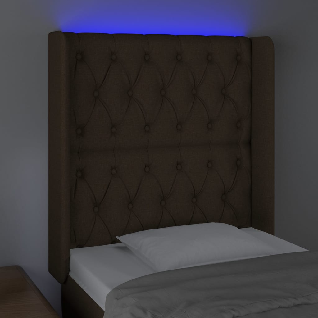 Hoofdbord LED 83x16x118/128 cm stof donkerbruin Hoofdborden en voetborden | Creëer jouw Trendy Thuis | Gratis bezorgd & Retour | Trendy.nl