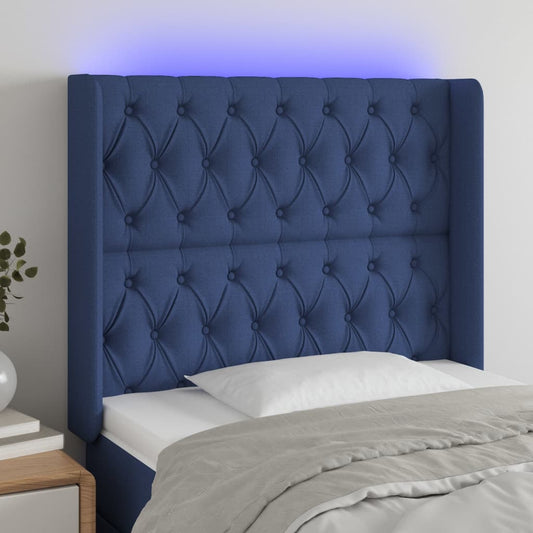 Hoofdbord LED 93x16x118/128 cm stof blauw Hoofdborden en voetborden | Creëer jouw Trendy Thuis | Gratis bezorgd & Retour | Trendy.nl