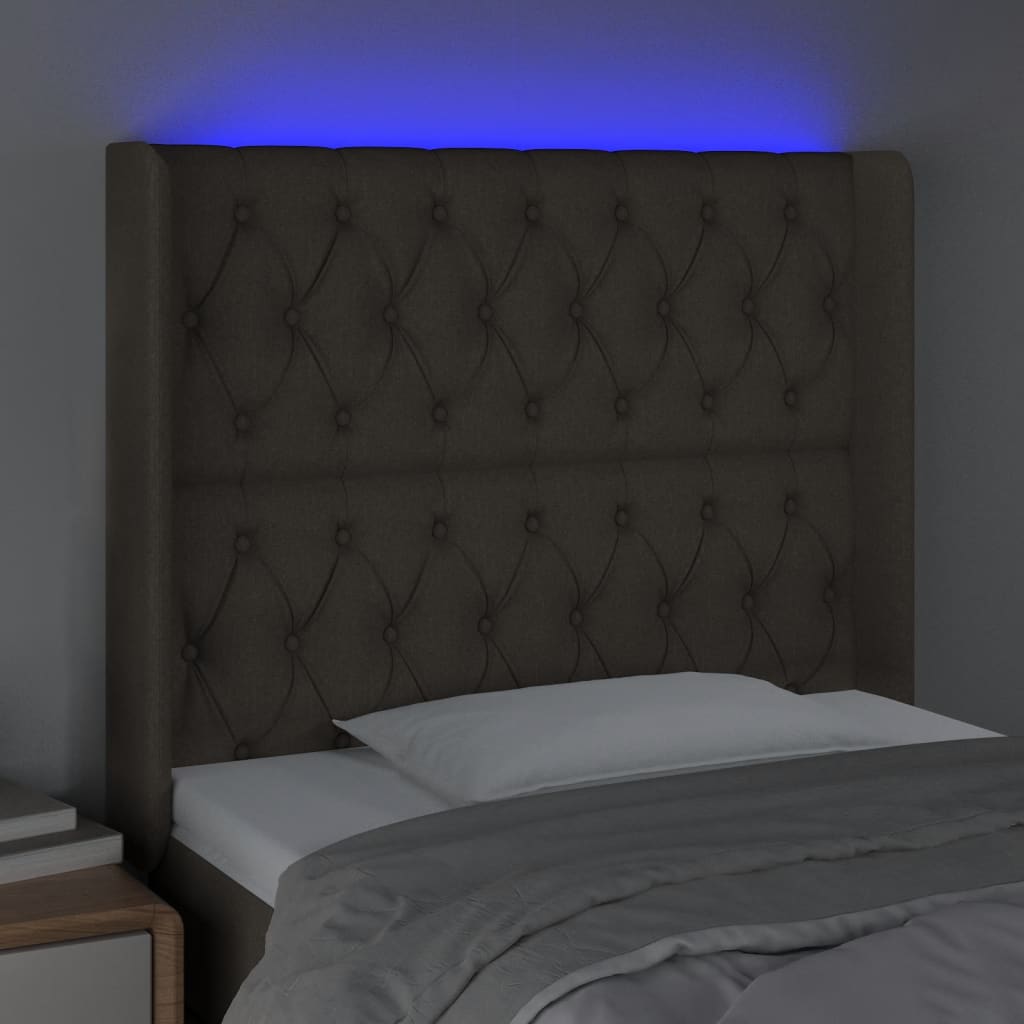 Hoofdbord LED 103x16x118/128 cm stof taupe Hoofdborden en voetborden | Creëer jouw Trendy Thuis | Gratis bezorgd & Retour | Trendy.nl