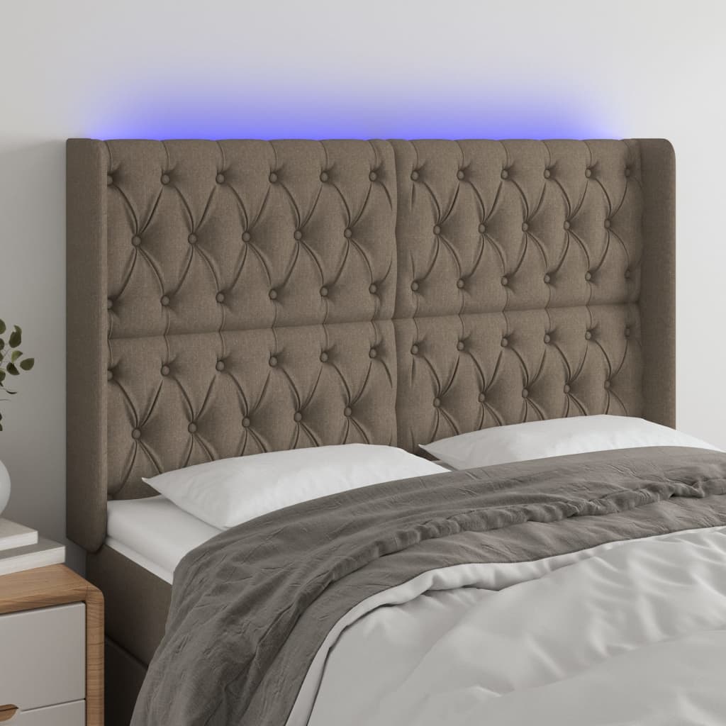 Hoofdbord LED 147x16x118/128 cm stof taupe Hoofdborden en voetborden | Creëer jouw Trendy Thuis | Gratis bezorgd & Retour | Trendy.nl