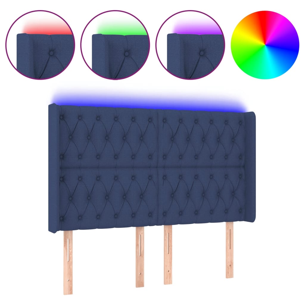 Hoofdbord LED 147x16x118/128 cm stof blauw Hoofdborden en voetborden | Creëer jouw Trendy Thuis | Gratis bezorgd & Retour | Trendy.nl