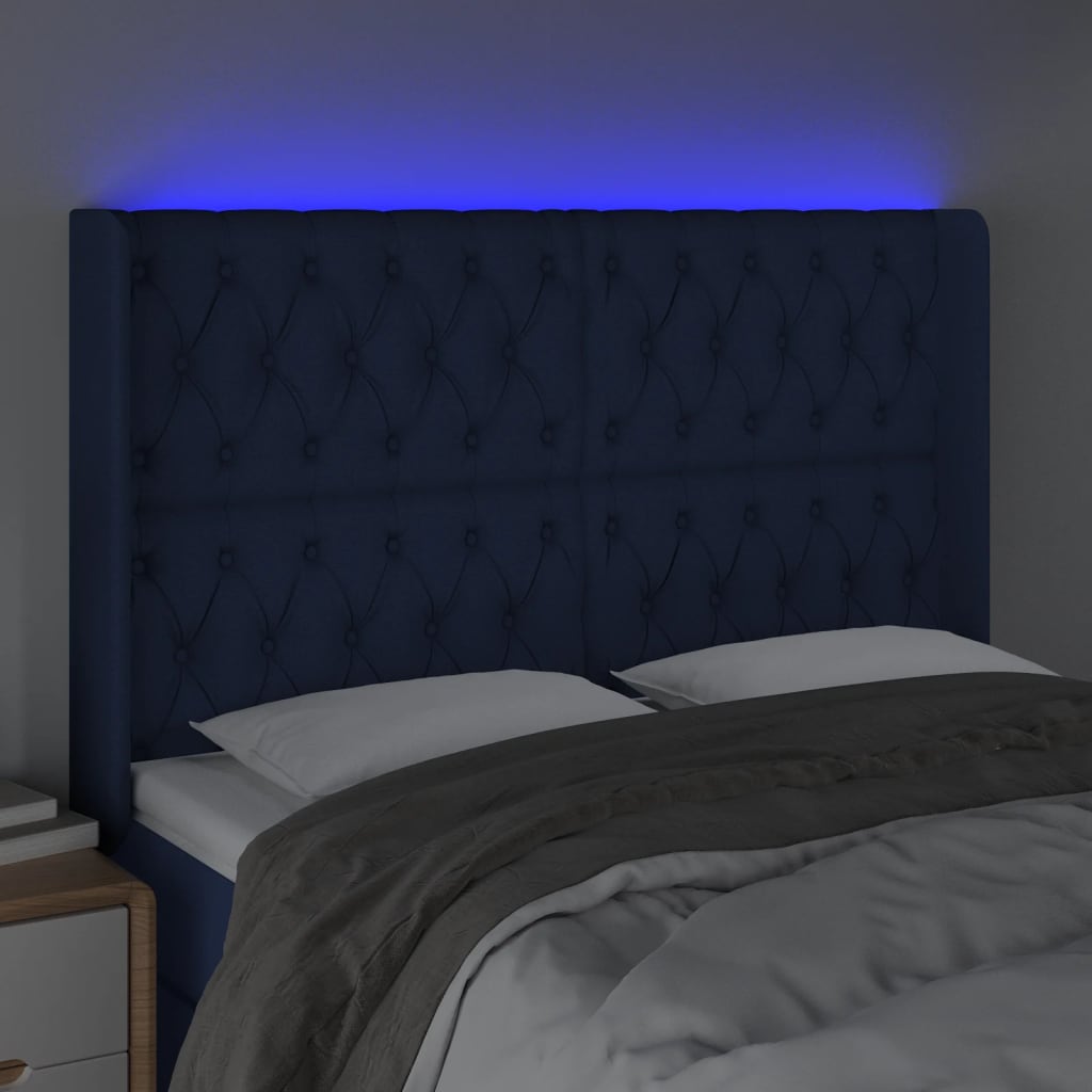 Hoofdbord LED 147x16x118/128 cm stof blauw Hoofdborden en voetborden | Creëer jouw Trendy Thuis | Gratis bezorgd & Retour | Trendy.nl