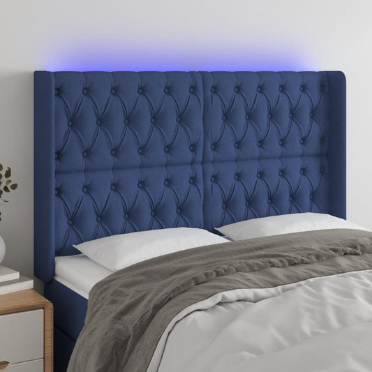 Hoofdbord LED 147x16x118/128 cm stof blauw Hoofdborden en voetborden | Creëer jouw Trendy Thuis | Gratis bezorgd & Retour | Trendy.nl