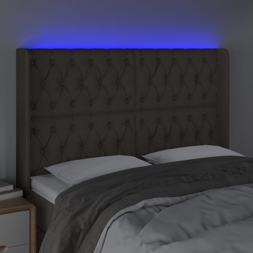 Hoofdbord LED 163x16x118/128 cm stof taupe Hoofdborden en voetborden | Creëer jouw Trendy Thuis | Gratis bezorgd & Retour | Trendy.nl