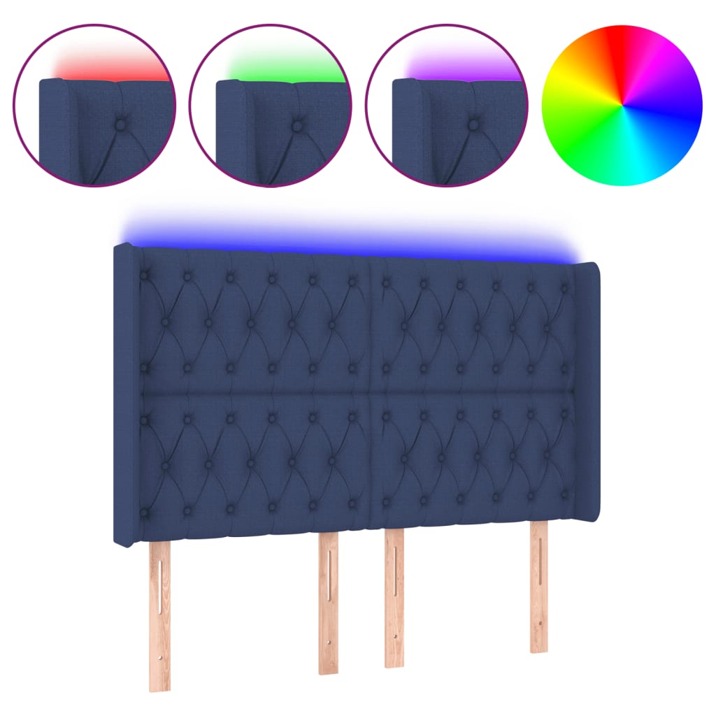 Hoofdbord LED 163x16x118/128 cm stof blauw Hoofdborden en voetborden | Creëer jouw Trendy Thuis | Gratis bezorgd & Retour | Trendy.nl