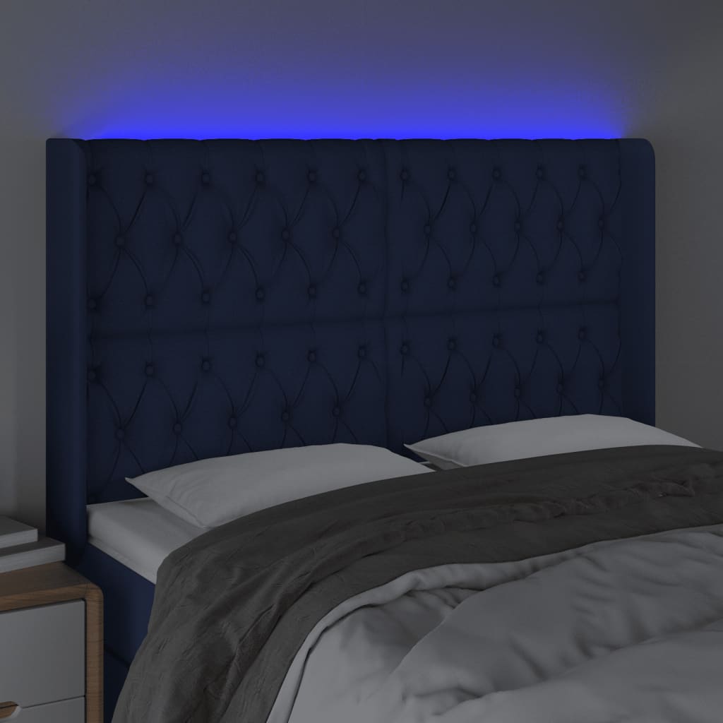 Hoofdbord LED 163x16x118/128 cm stof blauw Hoofdborden en voetborden | Creëer jouw Trendy Thuis | Gratis bezorgd & Retour | Trendy.nl