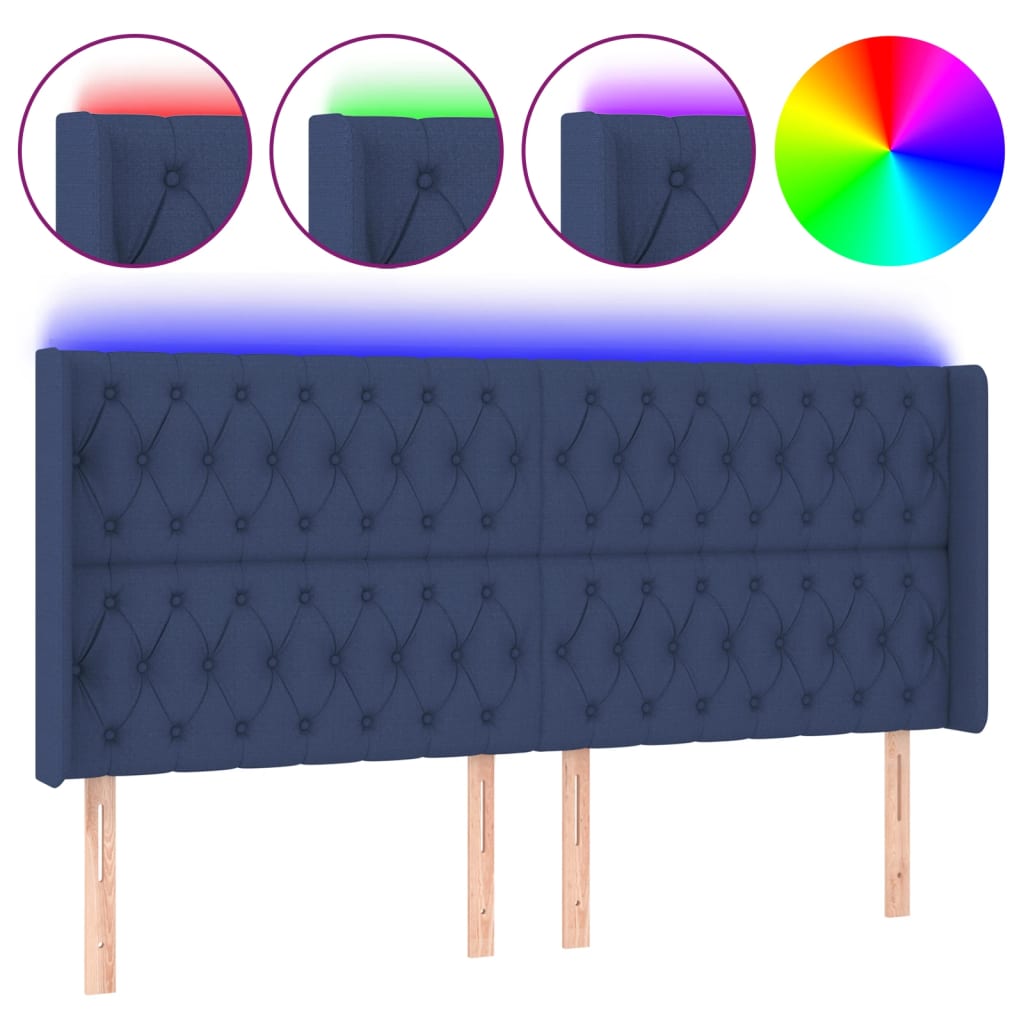 Hoofdbord LED 183x16x118/128 cm stof blauw Hoofdborden en voetborden | Creëer jouw Trendy Thuis | Gratis bezorgd & Retour | Trendy.nl