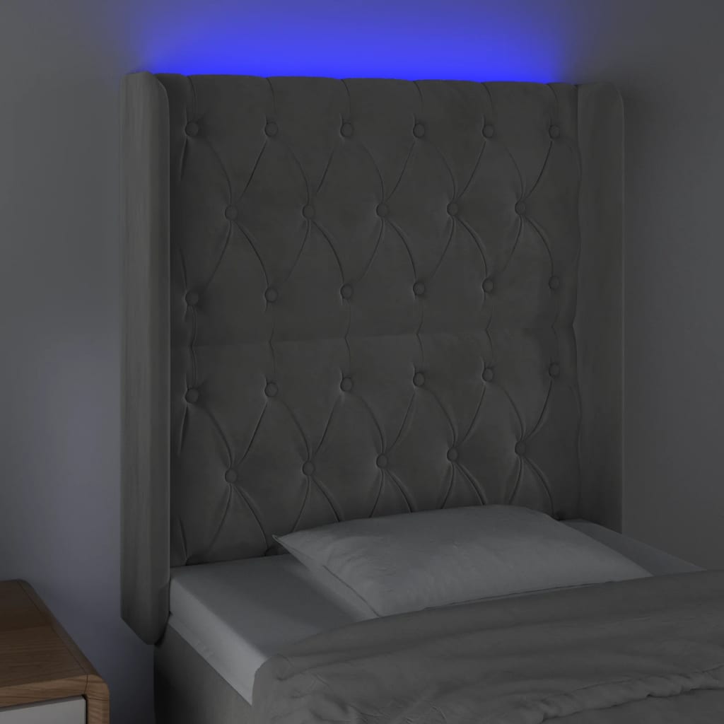 Hoofdbord LED 83x16x118/128 cm fluweel lichtgrijs Hoofdborden en voetborden | Creëer jouw Trendy Thuis | Gratis bezorgd & Retour | Trendy.nl