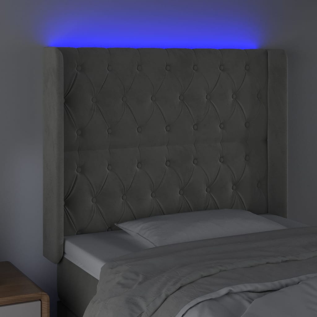 Hoofdbord LED 93x16x118/128 cm fluweel lichtgrijs Hoofdborden en voetborden | Creëer jouw Trendy Thuis | Gratis bezorgd & Retour | Trendy.nl