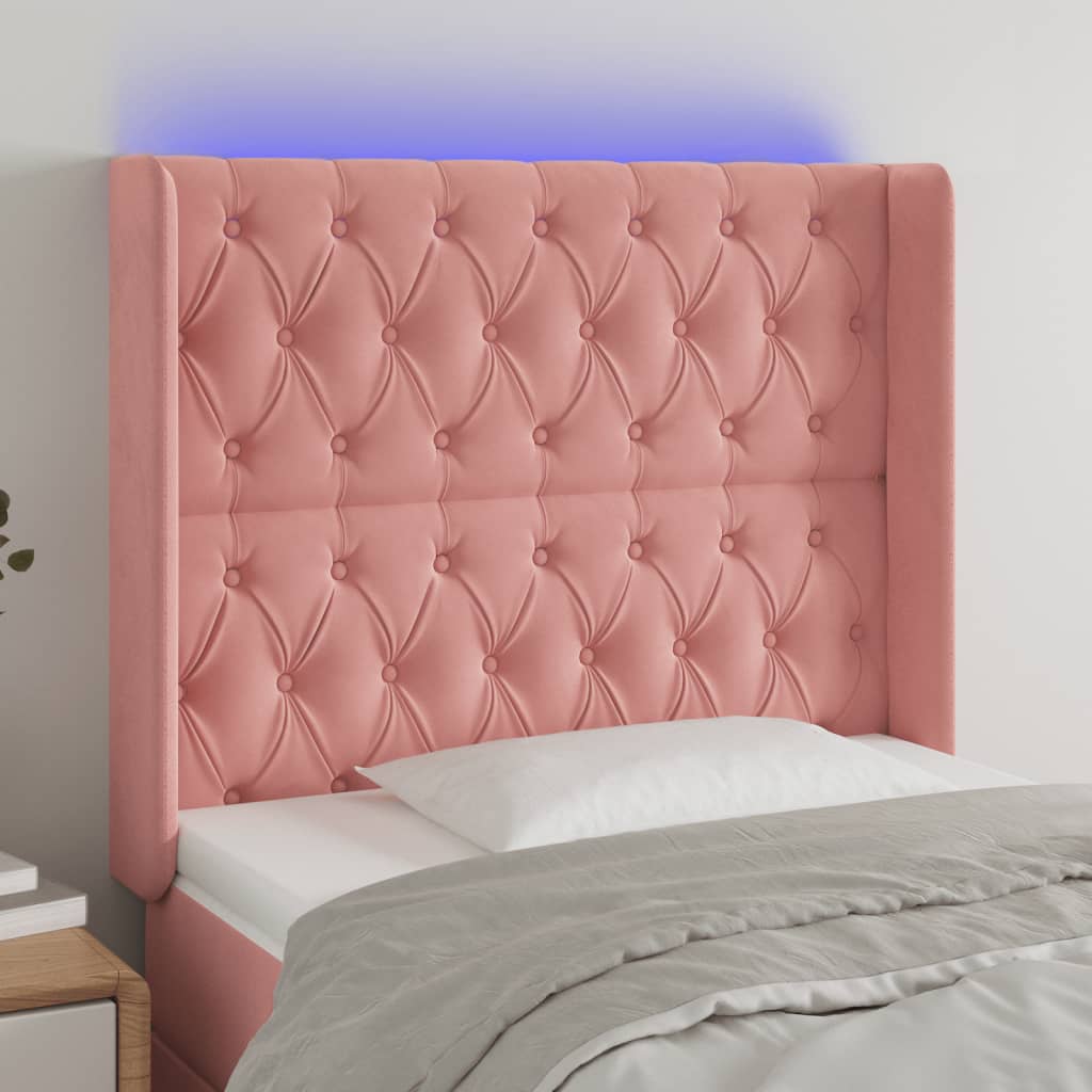 Hoofdbord LED 103x16x118/128 cm fluweel roze Hoofdborden en voetborden | Creëer jouw Trendy Thuis | Gratis bezorgd & Retour | Trendy.nl