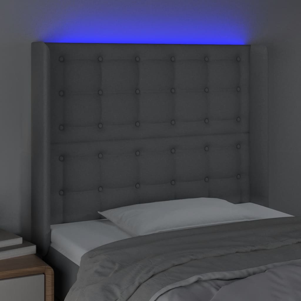 Hoofdbord LED 83x16x118/128 cm stof lichtgrijs Hoofdborden en voetborden | Creëer jouw Trendy Thuis | Gratis bezorgd & Retour | Trendy.nl