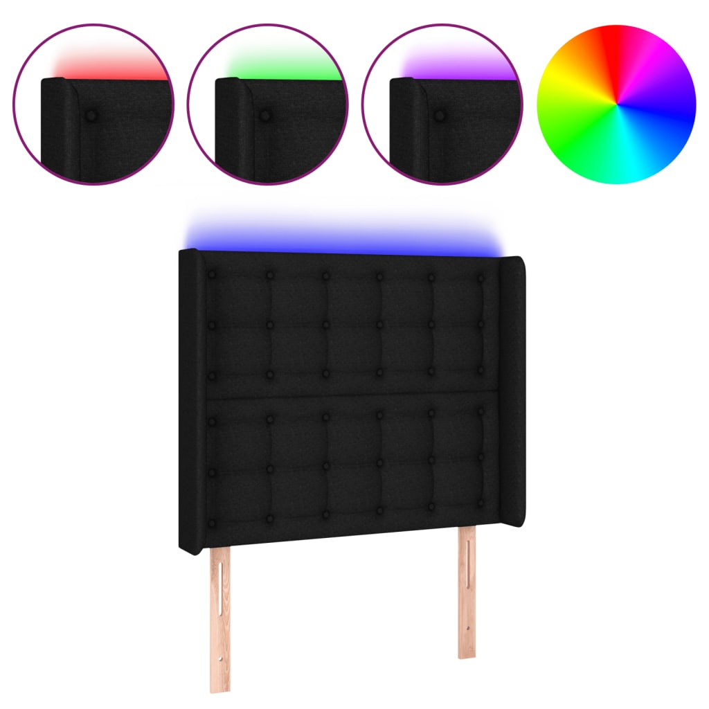 Hoofdbord LED 93x16x118/128 cm stof zwart Hoofdborden en voetborden | Creëer jouw Trendy Thuis | Gratis bezorgd & Retour | Trendy.nl