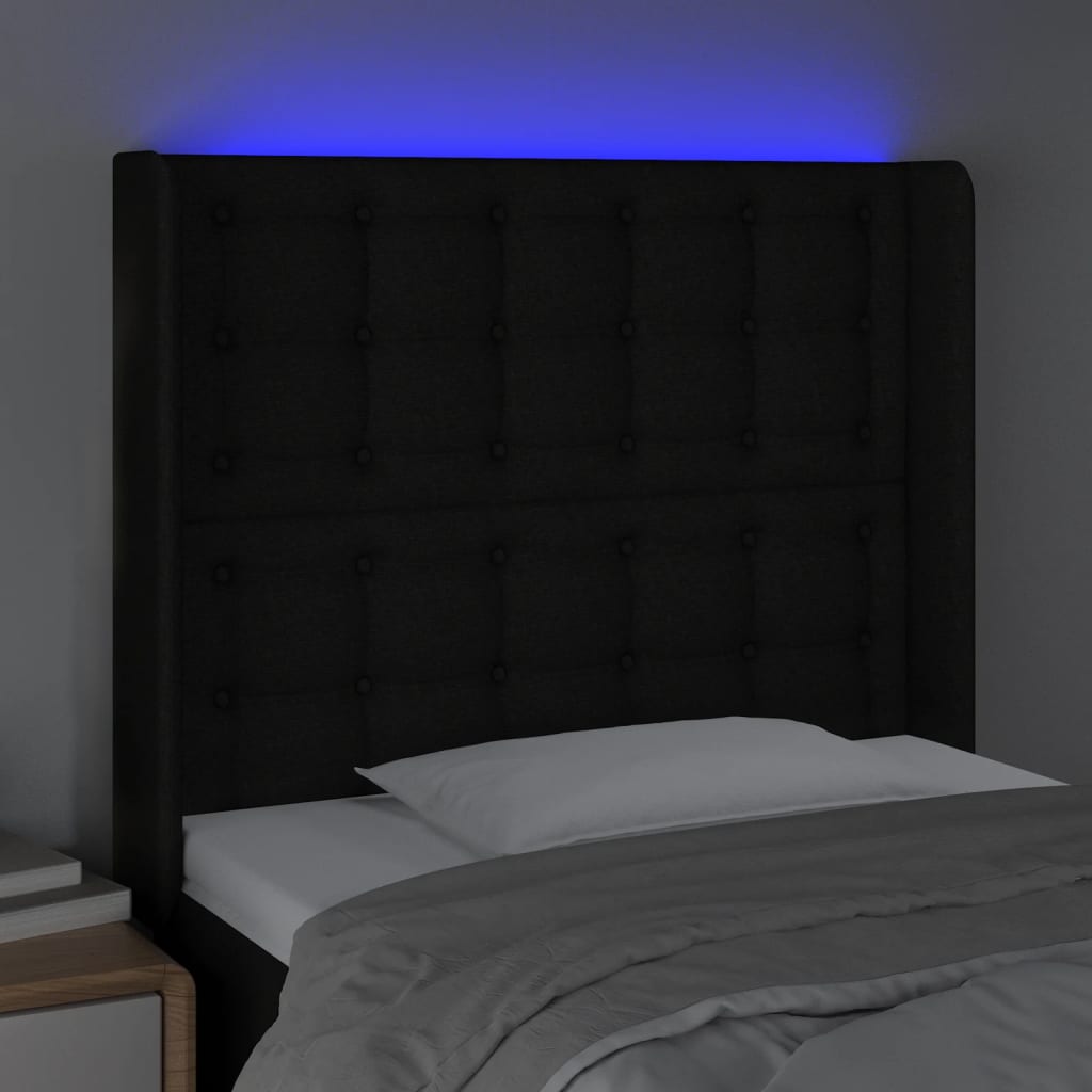 Hoofdbord LED 93x16x118/128 cm stof zwart Hoofdborden en voetborden | Creëer jouw Trendy Thuis | Gratis bezorgd & Retour | Trendy.nl