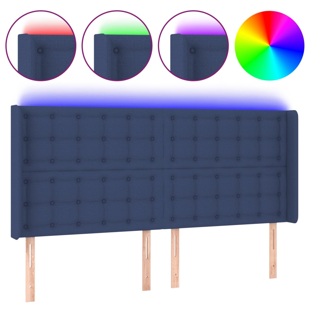 Hoofdbord LED 163x16x118/128 cm stof blauw Hoofdborden en voetborden | Creëer jouw Trendy Thuis | Gratis bezorgd & Retour | Trendy.nl