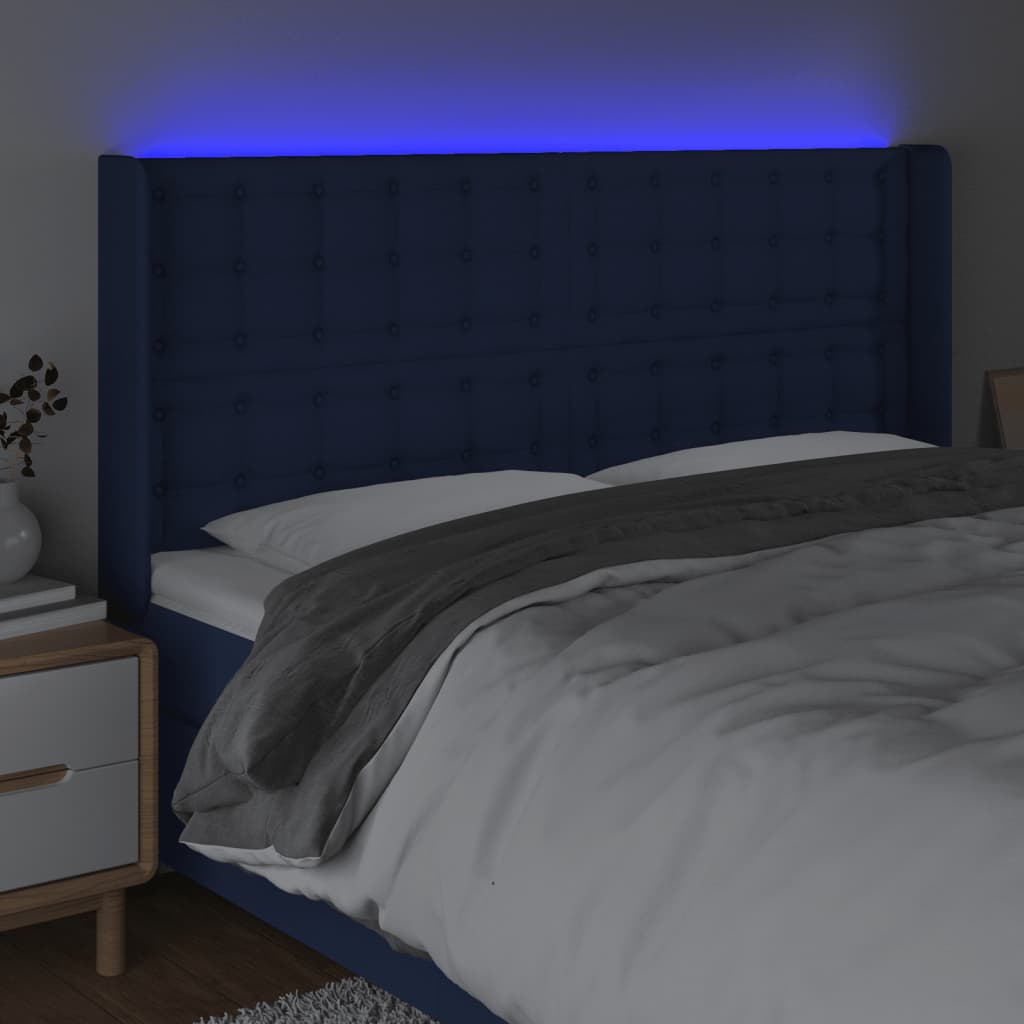 Hoofdbord LED 163x16x118/128 cm stof blauw Hoofdborden en voetborden | Creëer jouw Trendy Thuis | Gratis bezorgd & Retour | Trendy.nl