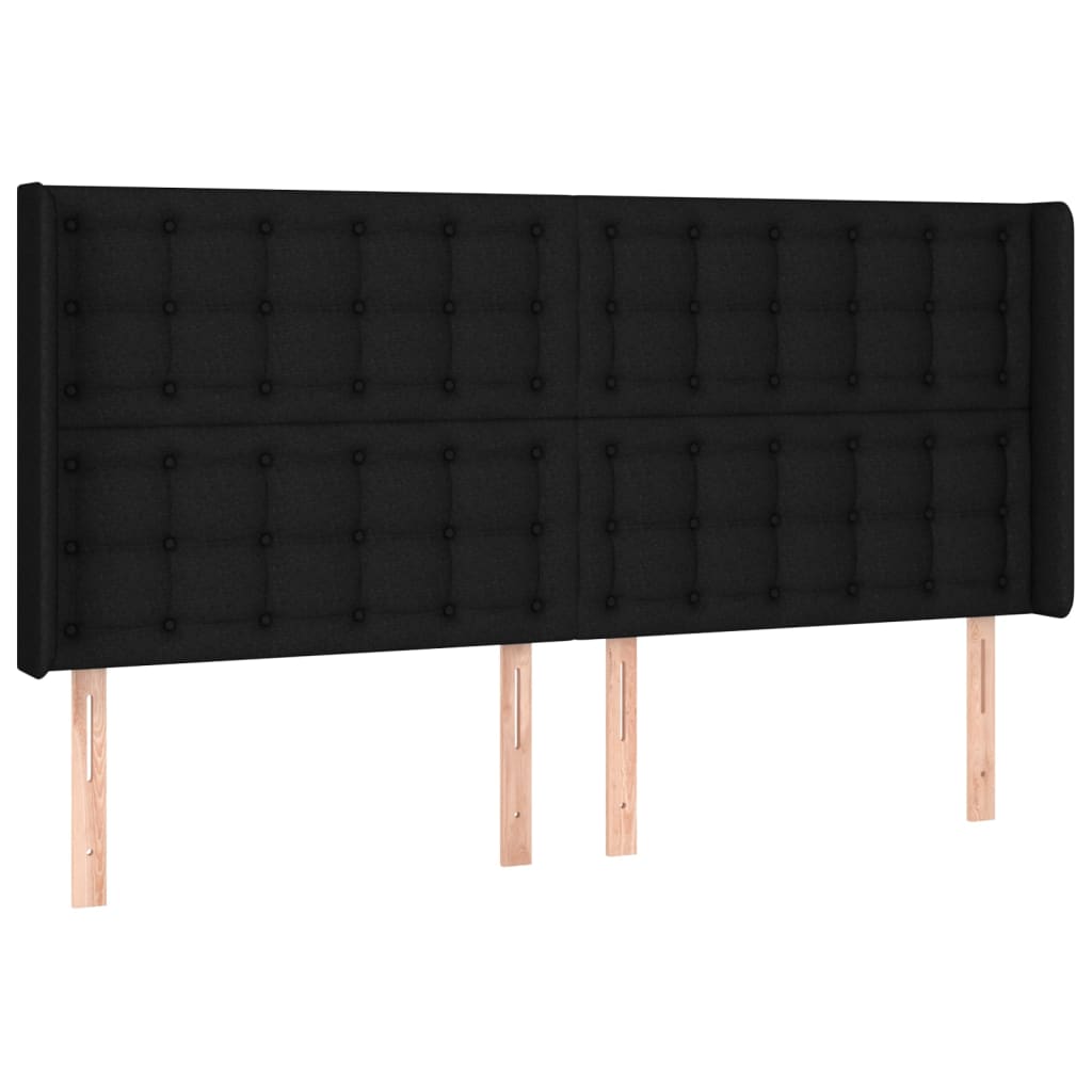 Hoofdbord LED 203x16x118/128 cm stof zwart Hoofdborden en voetborden | Creëer jouw Trendy Thuis | Gratis bezorgd & Retour | Trendy.nl