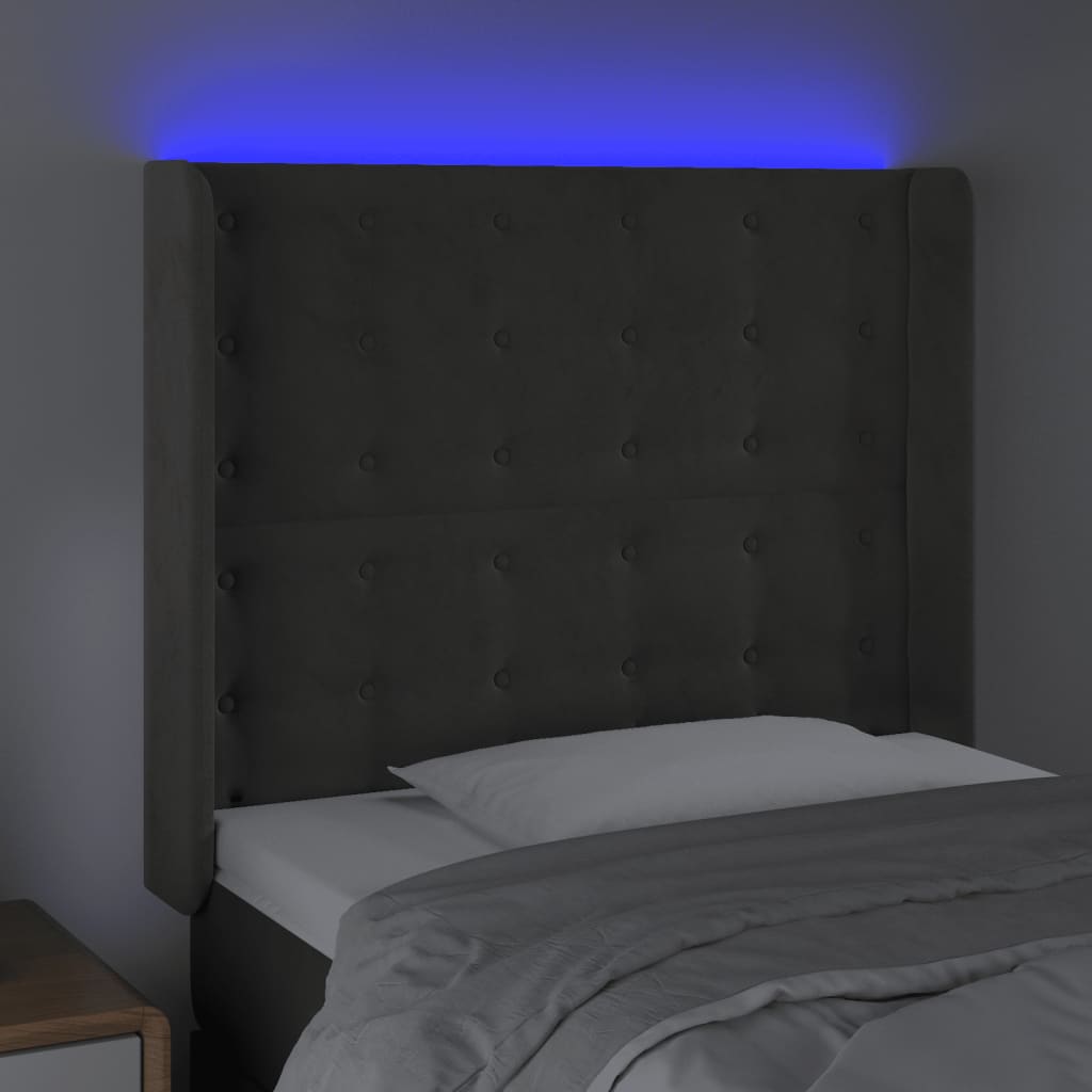 Hoofdbord LED 83x16x118/128 cm fluweel donkergrijs Hoofdborden en voetborden | Creëer jouw Trendy Thuis | Gratis bezorgd & Retour | Trendy.nl