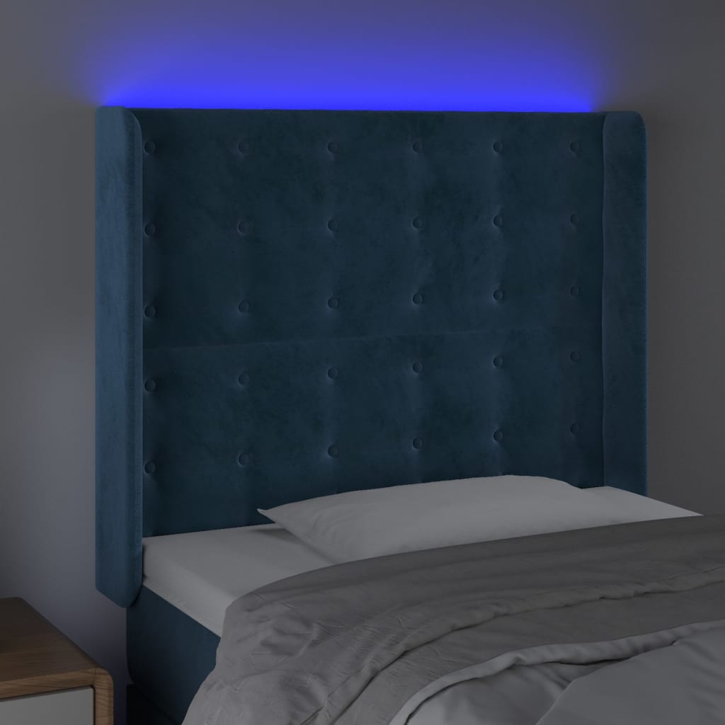 Hoofdbord LED 103x16x118/128 cm fluweel donkerblauw Hoofdborden en voetborden | Creëer jouw Trendy Thuis | Gratis bezorgd & Retour | Trendy.nl