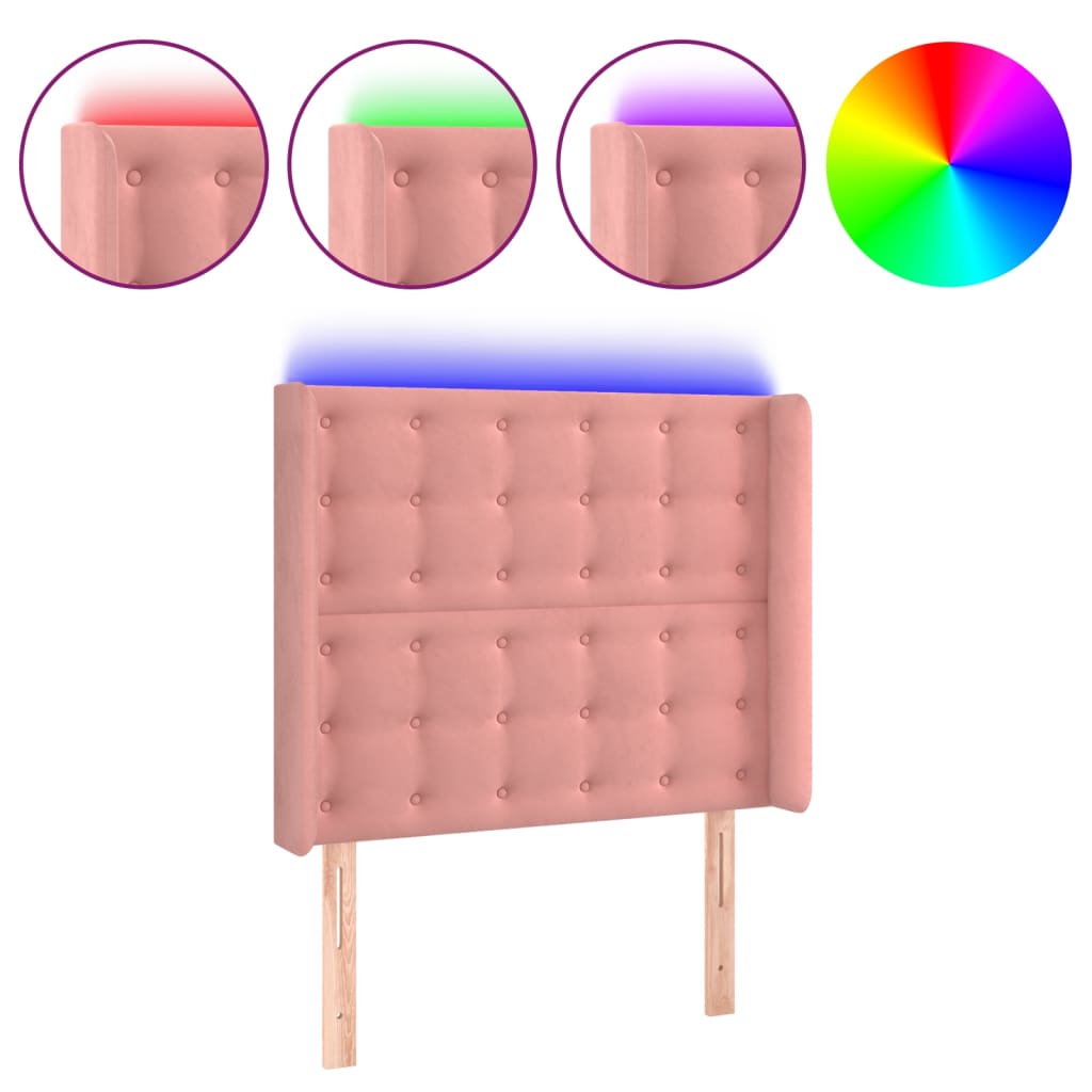 Hoofdbord LED 103x16x118/128 cm fluweel roze Hoofdborden en voetborden | Creëer jouw Trendy Thuis | Gratis bezorgd & Retour | Trendy.nl