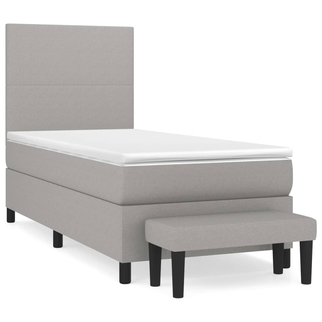 Boxspring met matras stof lichtgrijs 90x190 cm Bedden & bedframes | Creëer jouw Trendy Thuis | Gratis bezorgd & Retour | Trendy.nl