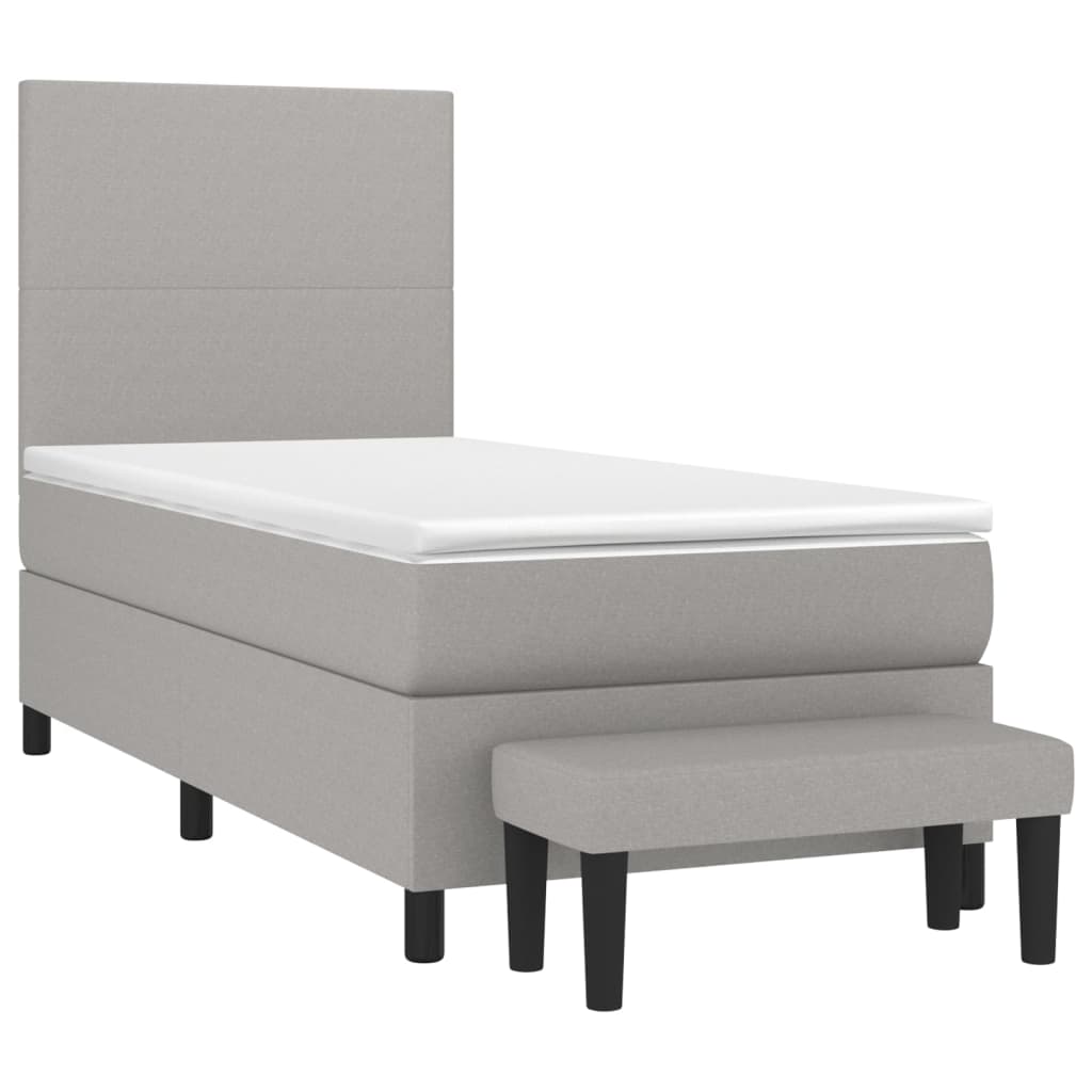 Boxspring met matras stof lichtgrijs 90x190 cm Bedden & bedframes | Creëer jouw Trendy Thuis | Gratis bezorgd & Retour | Trendy.nl