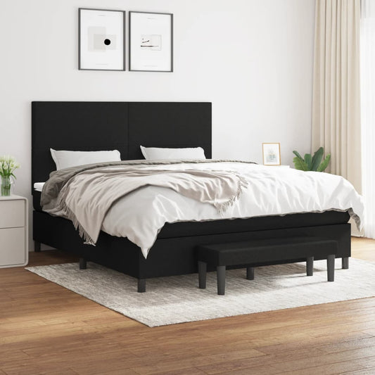 Boxspring met matras stof zwart 180x200 cm Bedden & bedframes | Creëer jouw Trendy Thuis | Gratis bezorgd & Retour | Trendy.nl