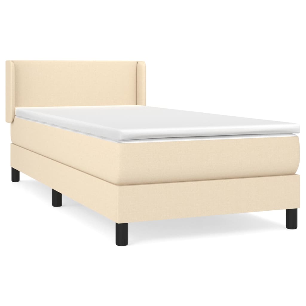 Boxspring met matras stof crèmekleurig 90x190 cm