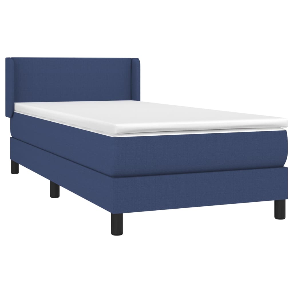 Boxspring met matras stof blauw 90x190 cm