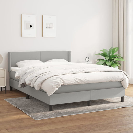 Boxspring met matras stof lichtgrijs 140x200 cm