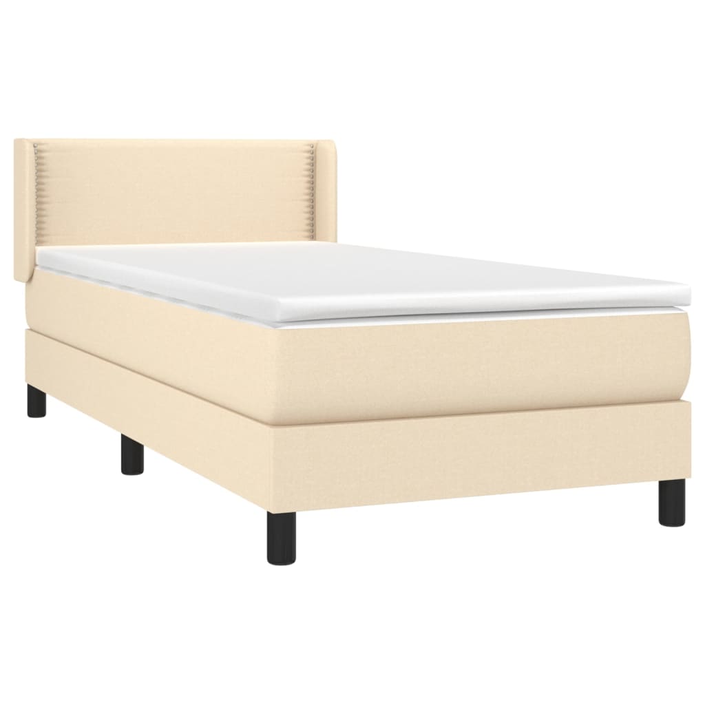 Boxspring met matras stof crèmekleurig 90x190 cm