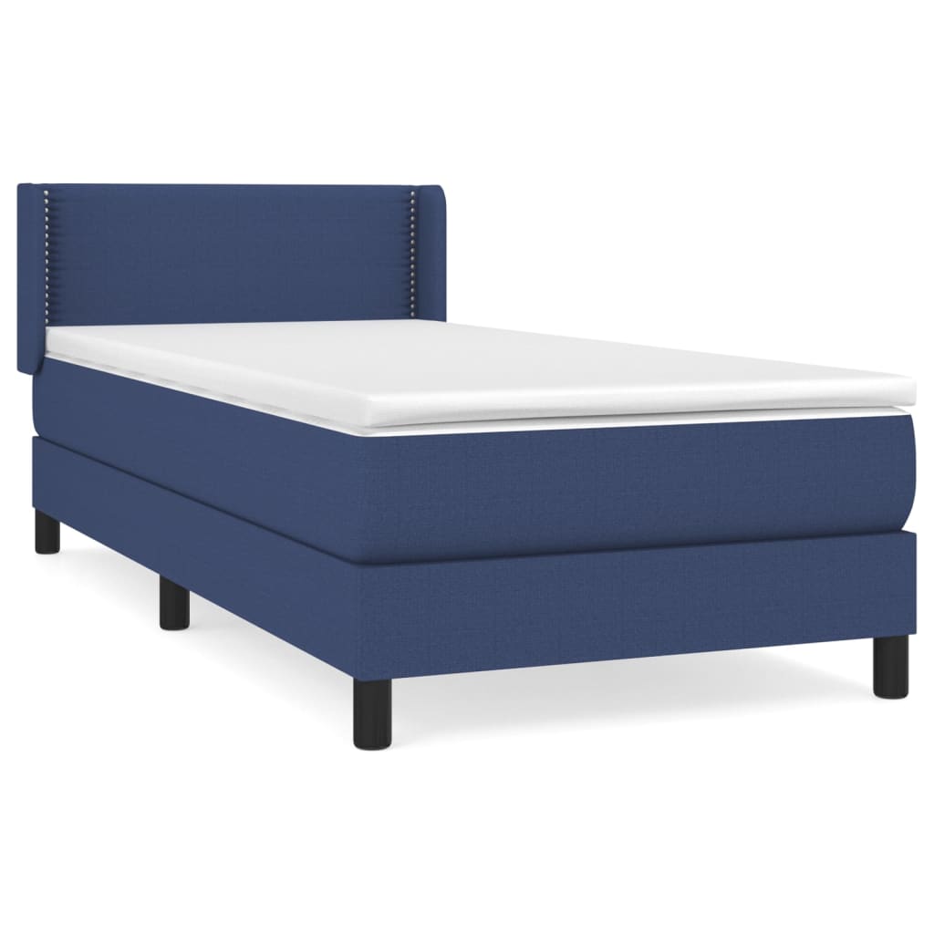 Boxspring met matras stof blauw 90x190 cm