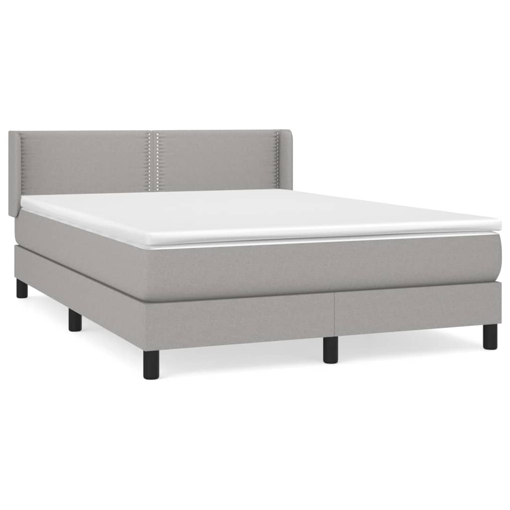 Boxspring met matras stof lichtgrijs 140x190 cm