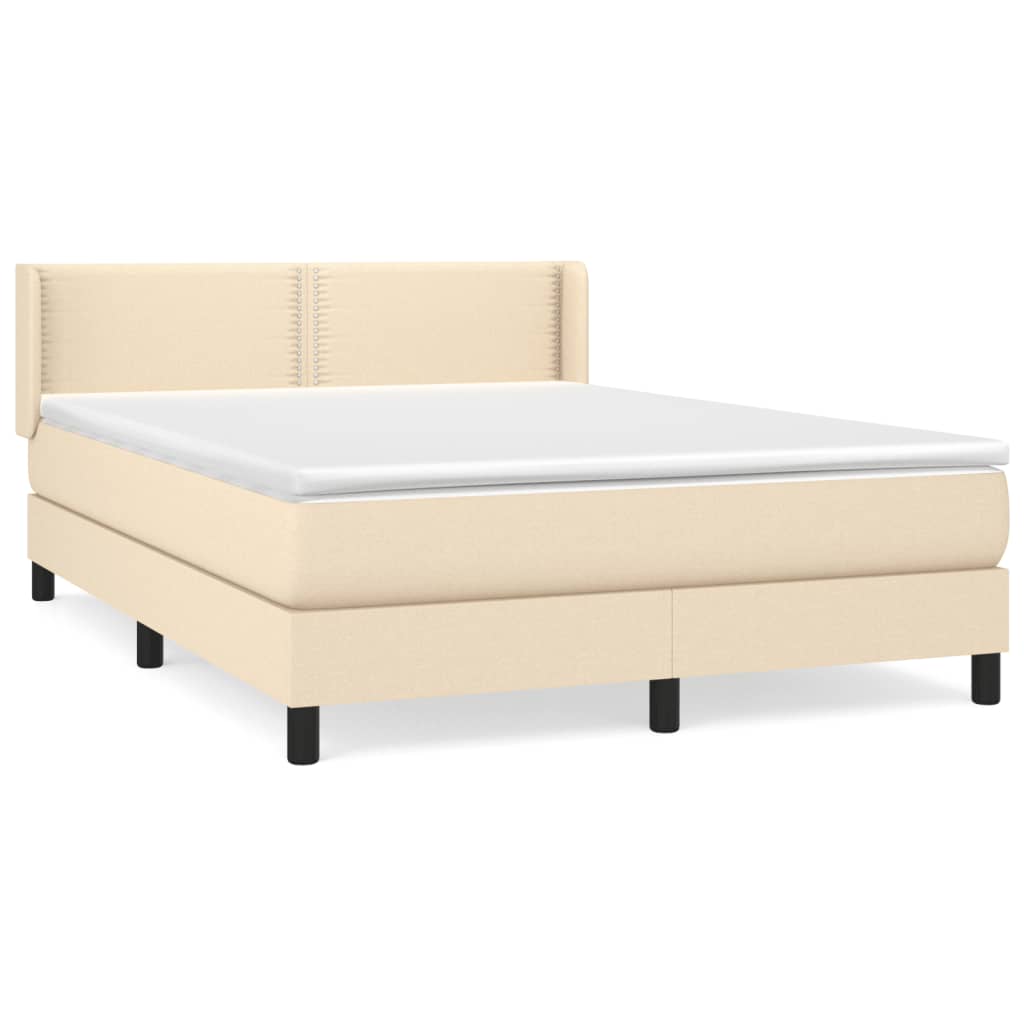 Boxspring met matras stof crèmekleurig 140x190 cm