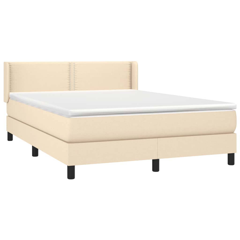 Boxspring met matras stof crèmekleurig 140x190 cm